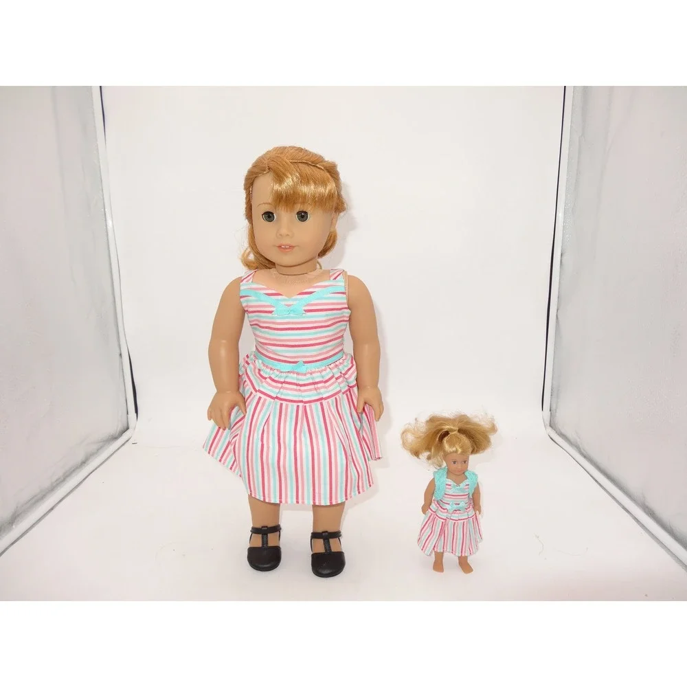 American Girl Maryellen Doll and Mini Maryellen Doll Set Striped Dress 2015